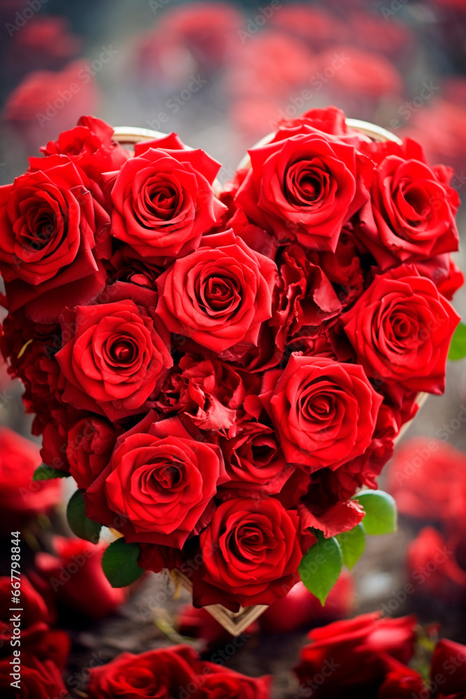 Heart of red roses. Generative AI, Heart of red roses. Generative AI,