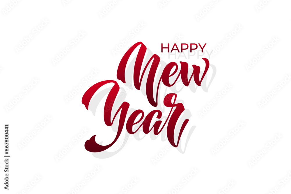 Happy New Year hand lettering calligraphy. Vector holiday illustration element. Typographic element Happy New Year hand lettering calligraphy. Vector holiday illustration element. Typographic element