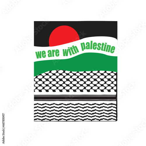 Freedom for Palestine solidarity badge, solidarity poster for Palestine, slogan poster, banner, Palestine flag, 