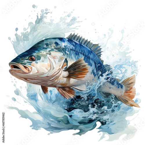 Waterco Ocean Odyssey Anglers white background illustration, Generative Ai