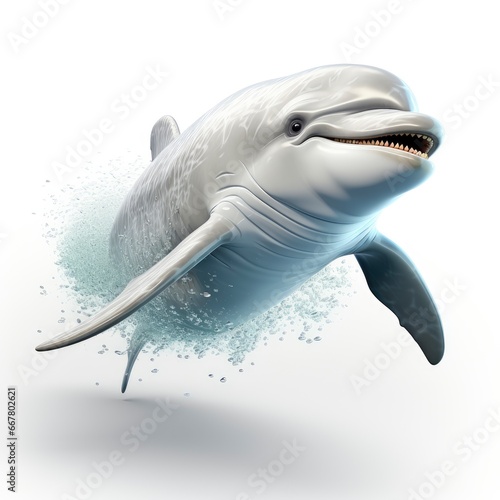 Fotografija Beluga Whale , Cartoon 3D , Isolated On White Background