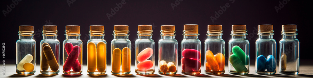 Various capsules and supplements. Generative AI, Various capsules and supplements. Generative AI,