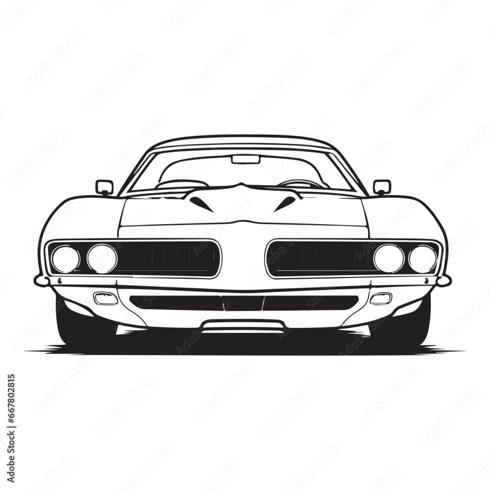 Front view Retro Classic Car Image Vector, illustration of a car Front view Retro Classic Car Image Vector, illustration of a car