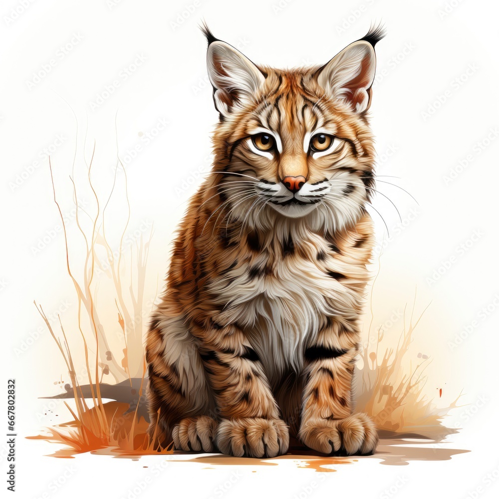 Fototapeta premium Bobcat , Cartoon 3D , Isolated On White Background 