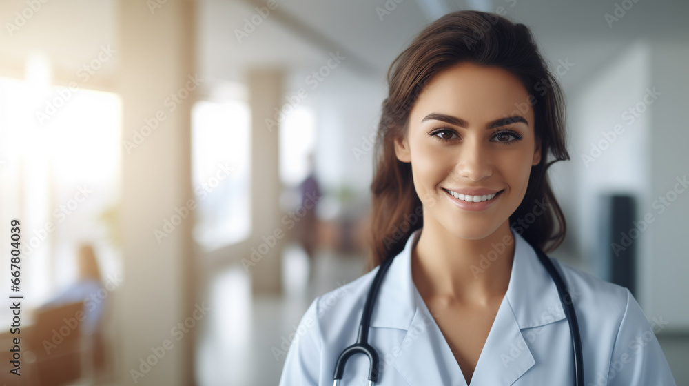 Portrait of a young female doctor therapist at work in hospital Portrait of a young female doctor therapist at work in hospital