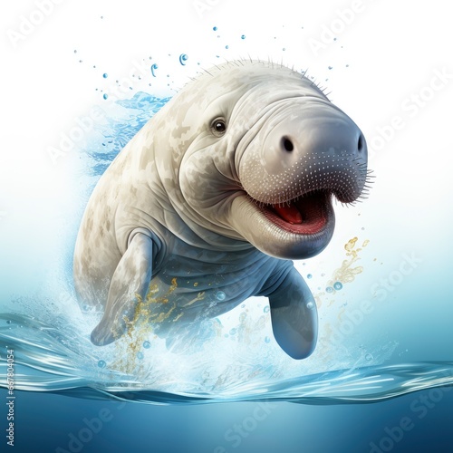 Dugong , Cartoon 3D , Isolated On White Background  © ACE STEEL D