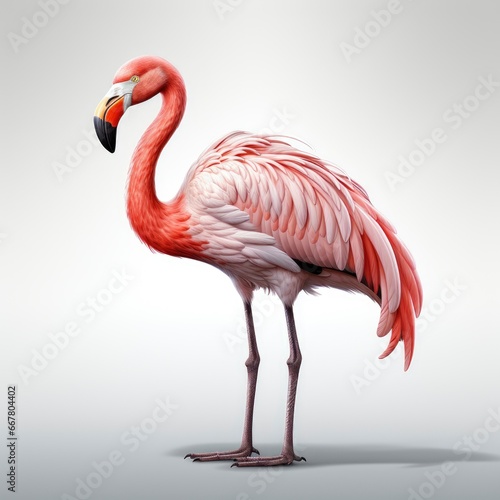 Flamingo , Cartoon 3D , Isolated On White Background 