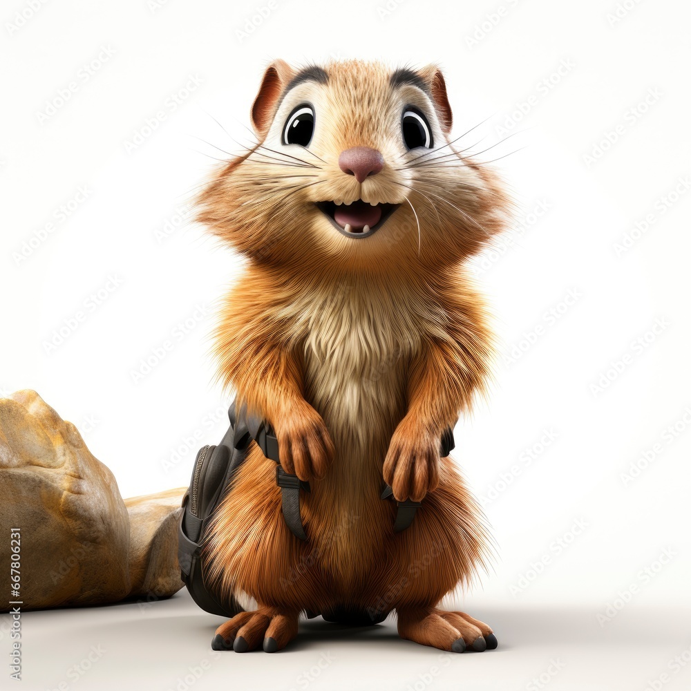 Fototapeta premium Lemming , Cartoon 3D , Isolated On White Background 