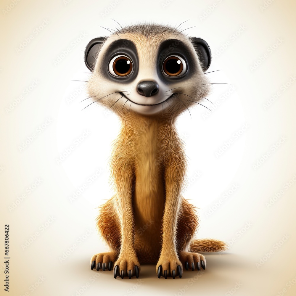 Meerkat , Cartoon 3D , Isolated On White Background Meerkat , Cartoon 3D , Isolated On White Background