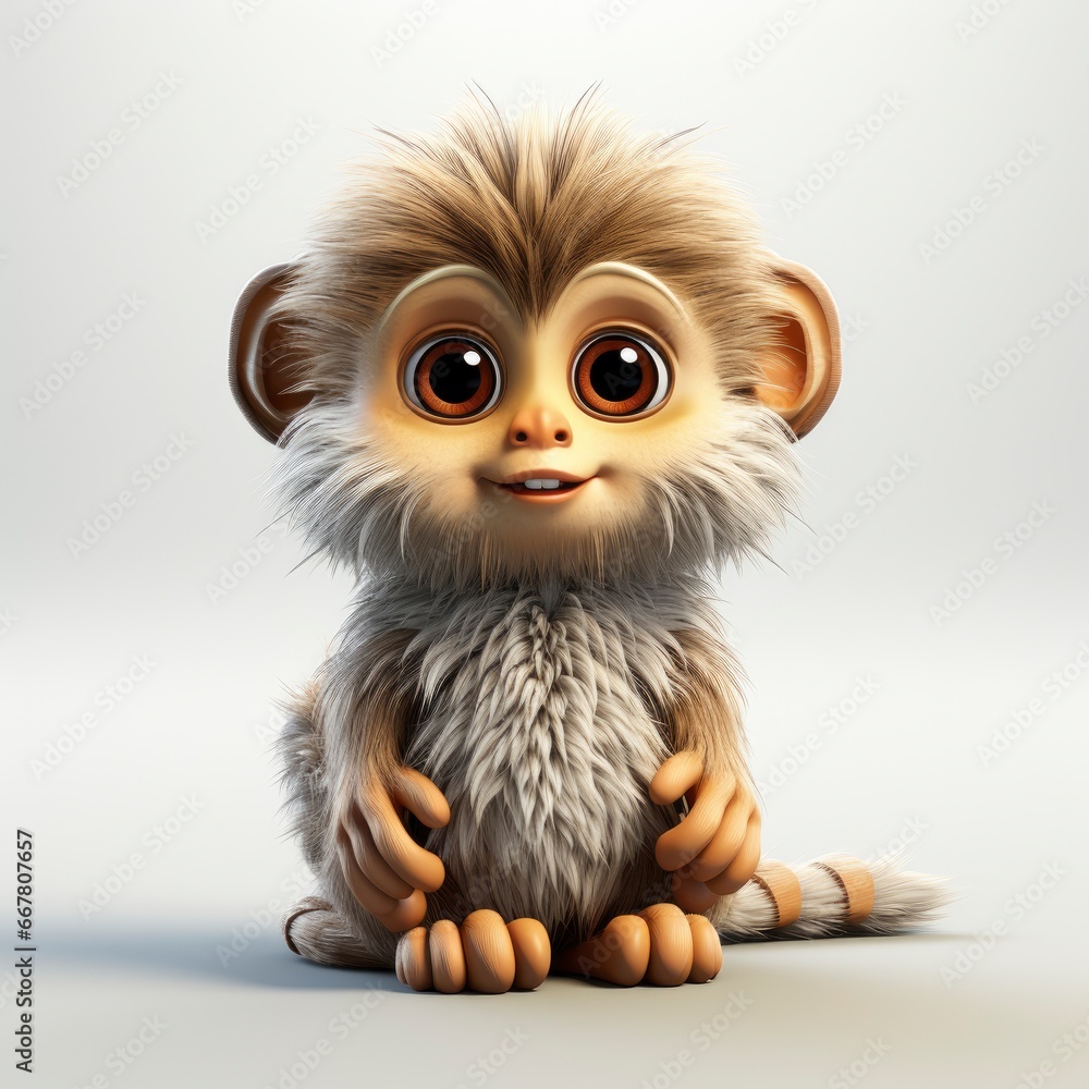 Pygmy Marmoset , Cartoon 3D , Isolated On White Background Pygmy Marmoset , Cartoon 3D , Isolated On White Background