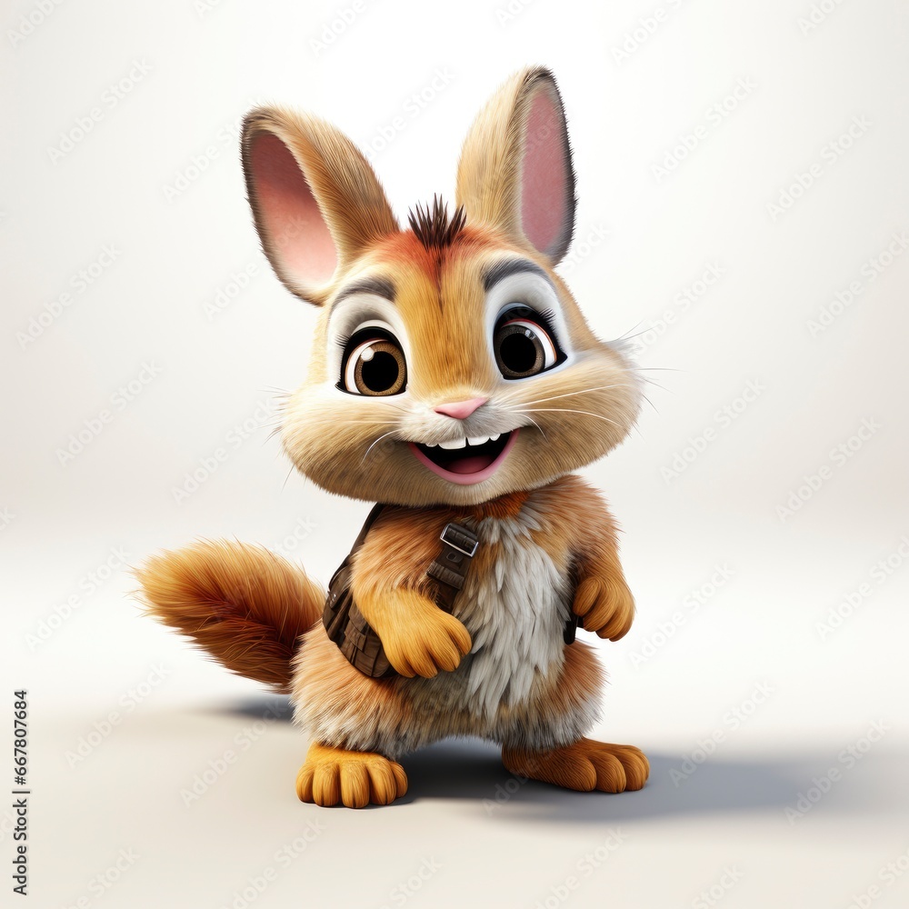 Naklejka premium Rabbit , Cartoon 3D , Isolated On White Background