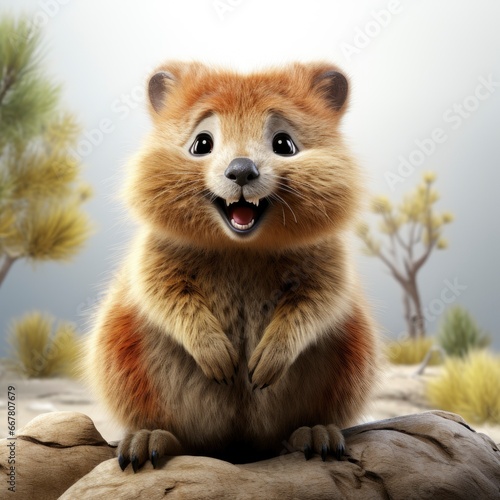 Quokka, Cartoon 3D , Isolated On White Background  © ACE STEEL D