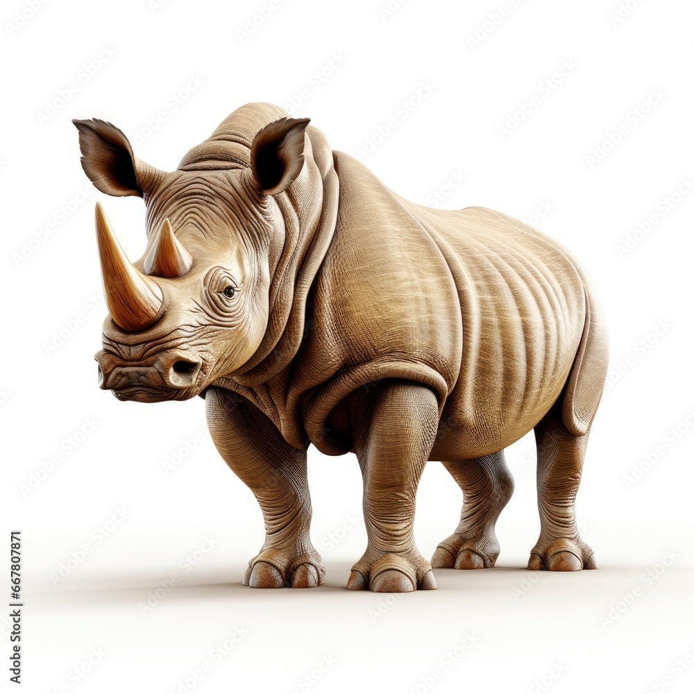 Fototapeta premium Rhinoceros , Cartoon 3D , Isolated On White Background 