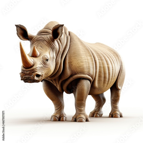 Rhinoceros   Cartoon 3D   Isolated On White Background 