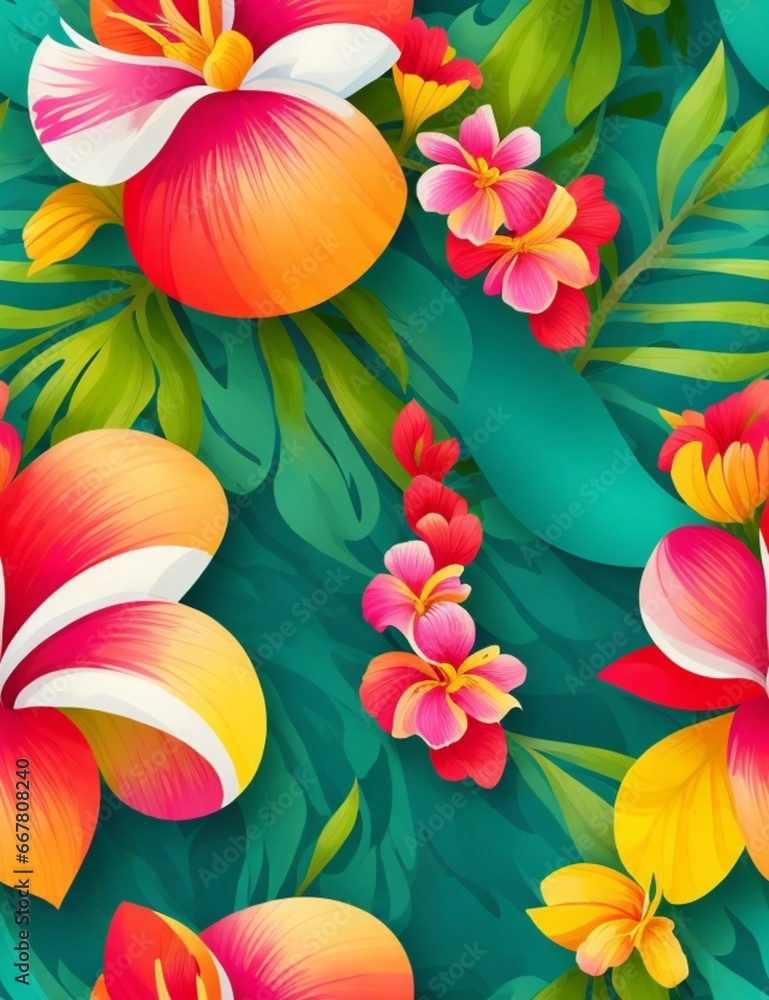custom made wallpaper toronto digitalbackground with tropical flowers