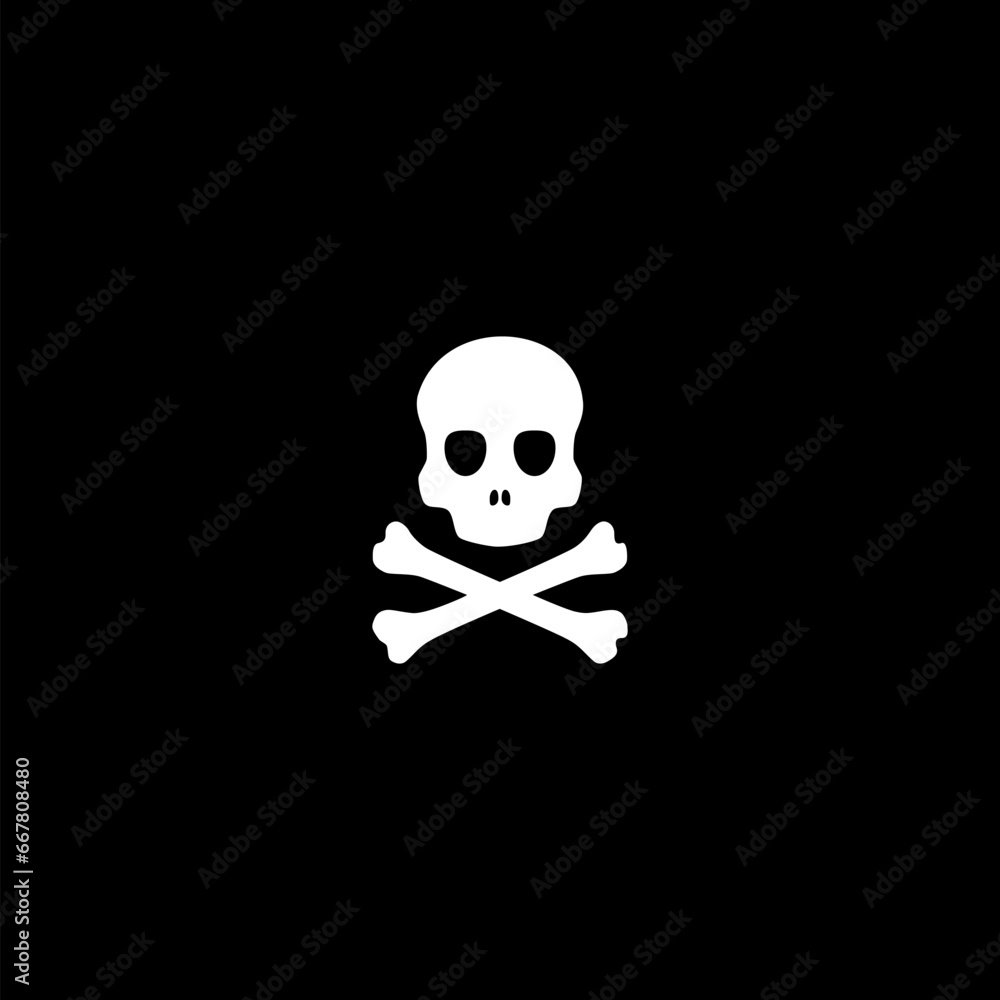 Death skull head, bones danger symbol. Horror, toxic poison icon isolated on black background Death skull head, bones danger symbol. Horror, toxic poison icon isolated on black background