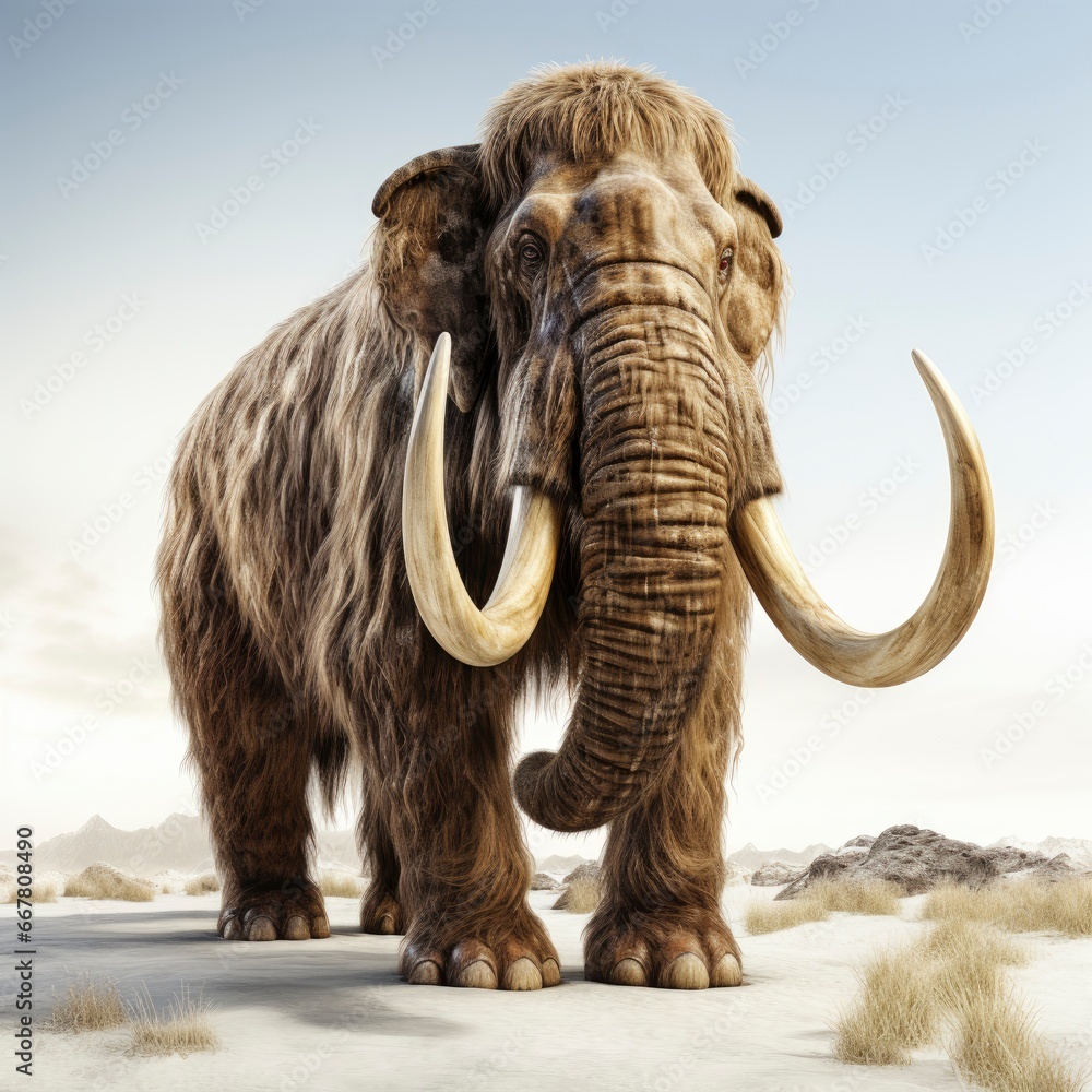 Obraz premium Woolly Mammoth , Cartoon 3D , Isolated On White Background 