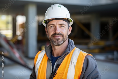 Portrait of an adult male builder in a hard hat © Good AI