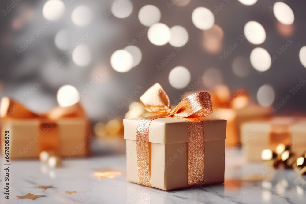 Festive background with golden gift box for special event. Valentines day, Christmas, Birthday concept. Festive background with golden gift box for special event. Valentines day, Christmas, Birthday concept.