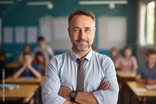 Mature male teacher looking at the camera