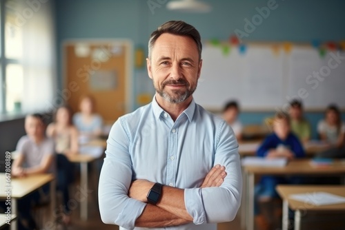 Mature male teacher looking at the camera © Good AI