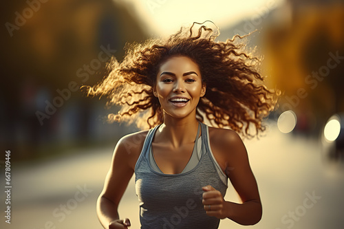 Embracing a Healthy Lifestyle Fitness Sport Woman Exercising and Running Outdoors. created with Generative AI