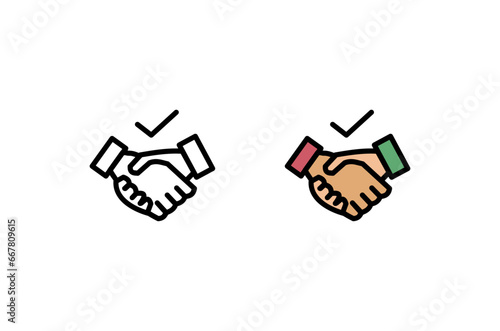 Business handshake / contract agreement line art vector icon for apps and websites