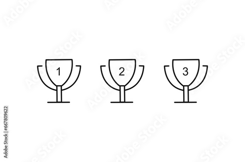 Trophy cup line icon, Vector on white background
