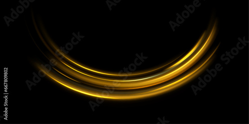 Fire comet flying. Shining lights in motion with small particles. Ring of fire, Plasma ring on a dark background. 3D rendering, Abstract background.	