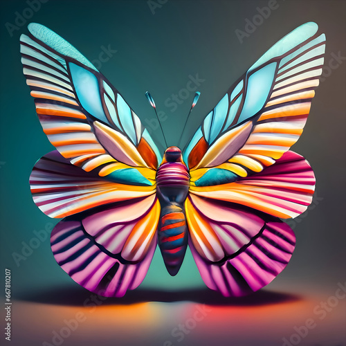 Butterfly with colorful wings as digital 3d illustration background © MdNurunobi