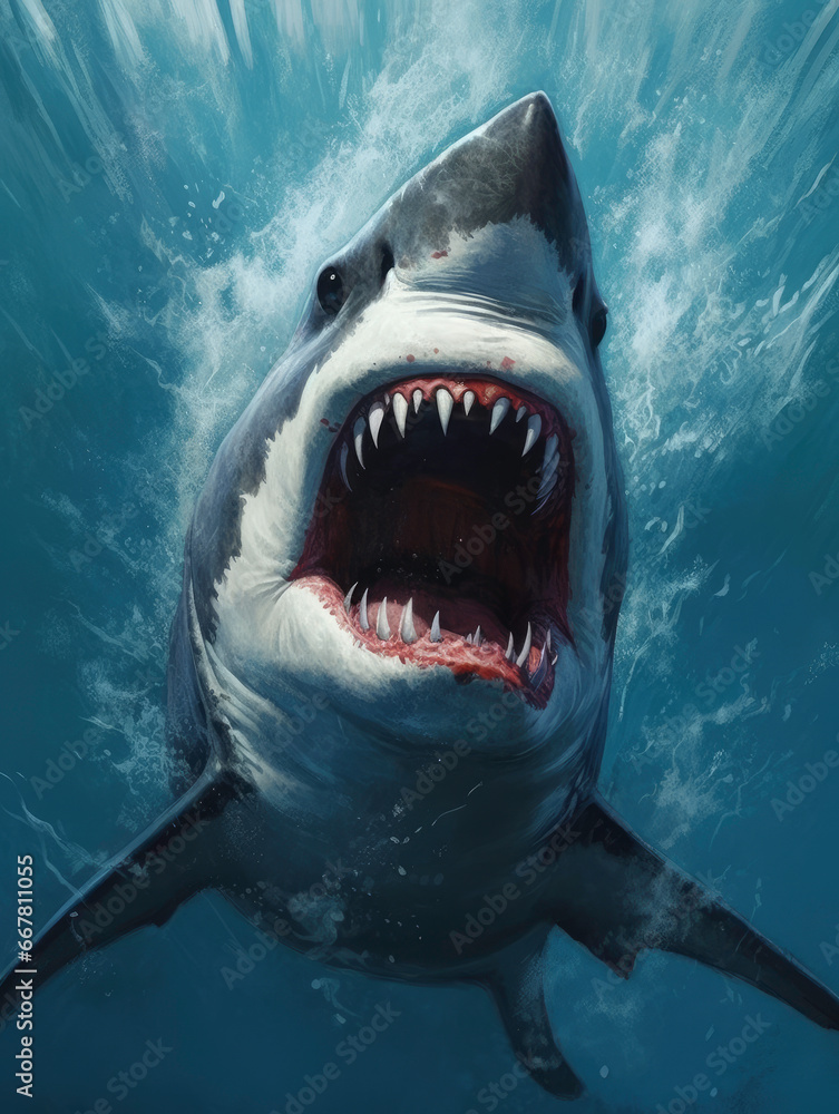 Fototapeta premium watercolor shark Poster