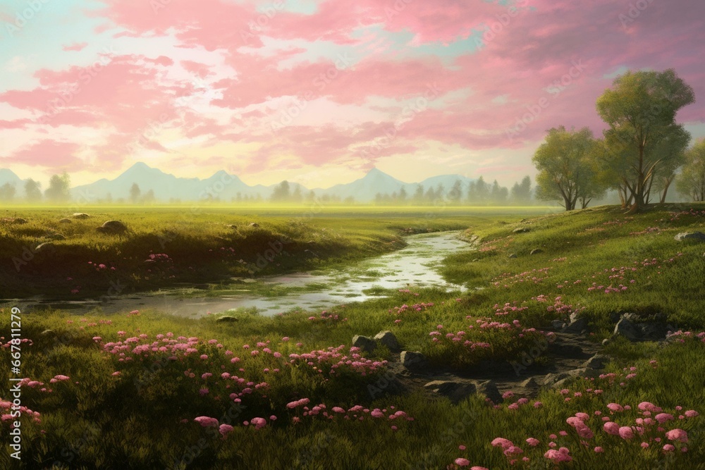 Obraz premium a spring meadow. Generative AI