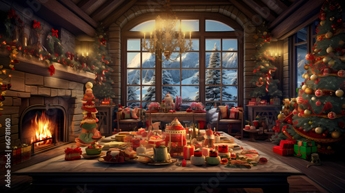 Christmas fireplace background wallpaper poster PPT