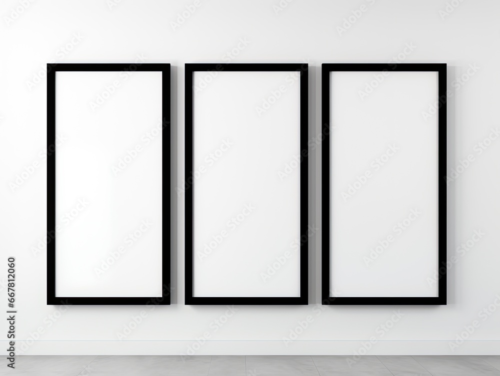 blank image frames on white wall. blank image frames on white wall.