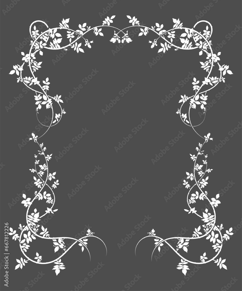 frame on a gray background climbing plant rose hip