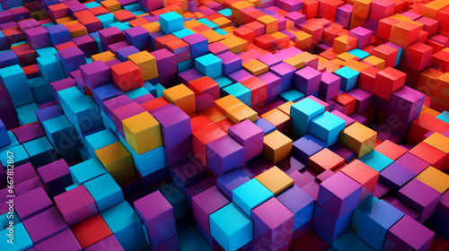 3D colorful cubes for background or wallpaper