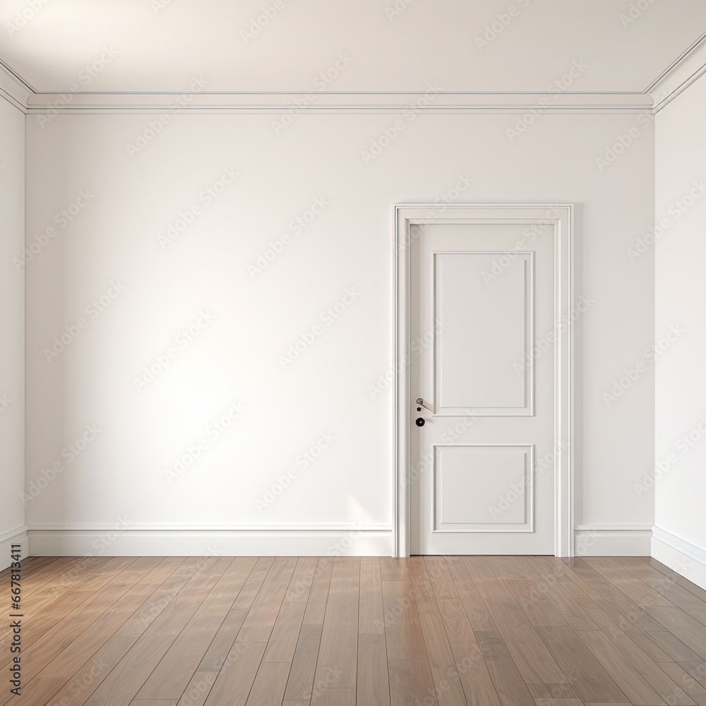 Fototapeta premium light interior room with white walls and wooden floor. 