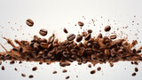 Dynamic Coffee Powder and Beans Splash Explosion in High Quality Imagery