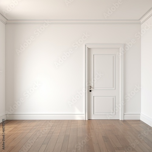 light interior room with white walls and wooden floor. 