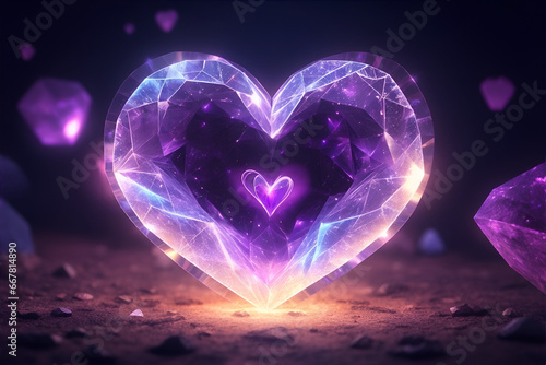 A glowing heart shape abstract background 