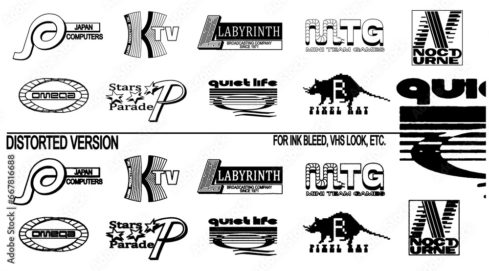 fake logo collection. initial logo set in alphabetical order. retro nostalgia logo designs vector. - obrazy, fototapety, plakaty 