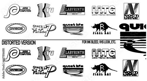 fake logo collection. initial logo set in alphabetical order. retro nostalgia logo designs vector.