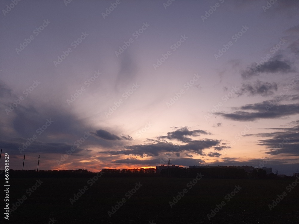 sunset over the city