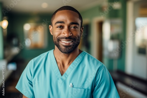 Male nurse. Portrait with selective focus and copy space © top images