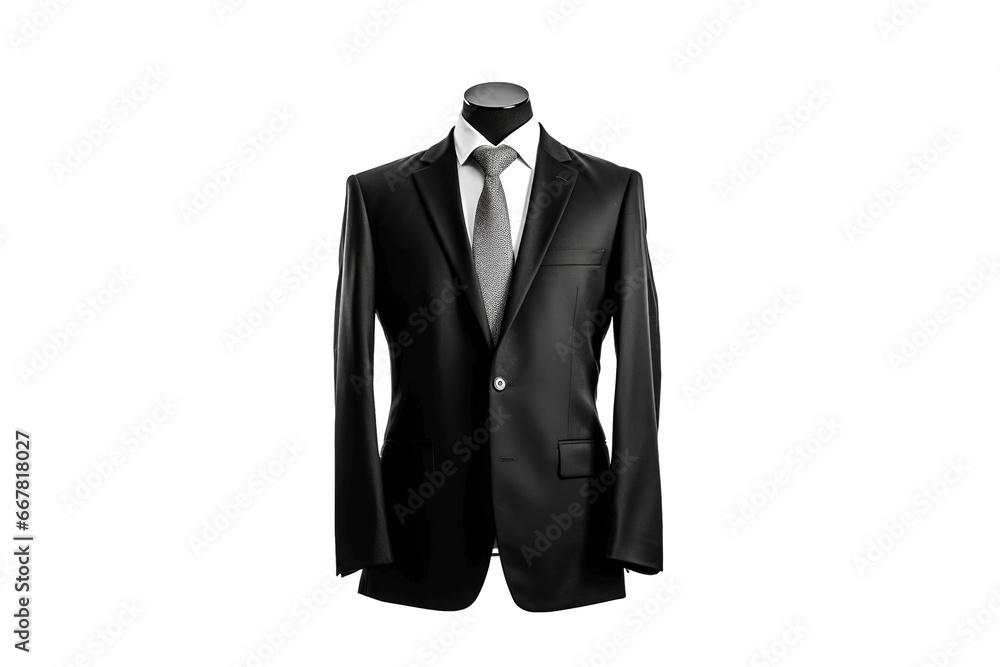 Close up of a mannequin in a black suit and tie Close up of a mannequin in a black suit and tie