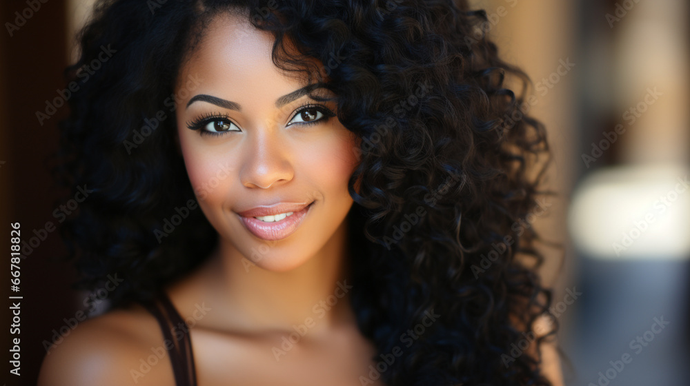 Young black woman with a bright smile in a relaxed setting Young black woman with a bright smile in a relaxed setting