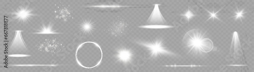 Light set star white png. Light set sun white png. Light set flash white png. vector illustrator. photo