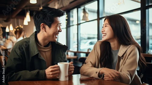asian couple in cafe
