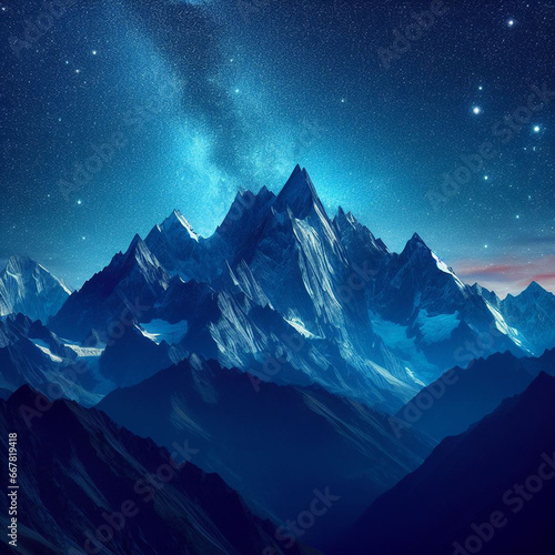 Starry Night over Snowy Mountains © Adam