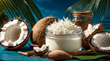 cosmetic cream, fresh coconut